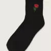 Calzini a mezza maglia con rosa singola