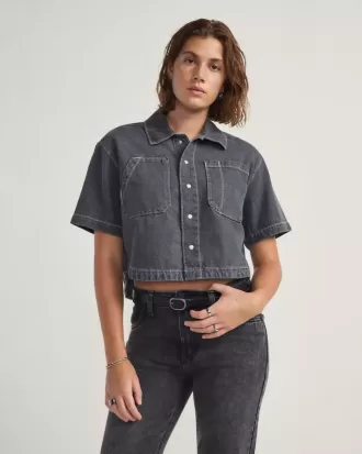 Camicia in denim con bottoni Natalie