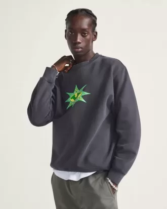 Felpa girocollo con motivo a quadri stellari