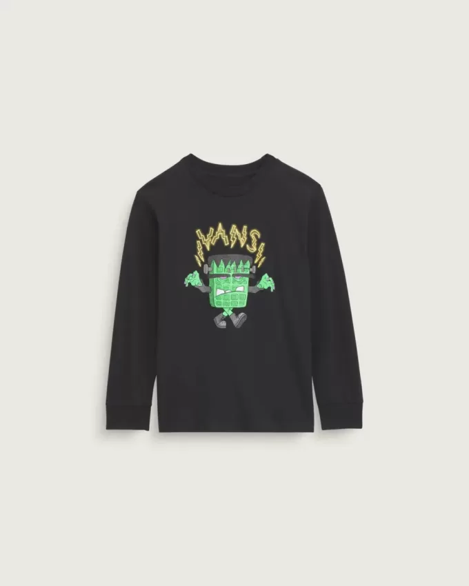 Maglietta a maniche lunghe di Halloween Frankenwaffle per bambini piccoli Maglietta a maniche lunghe di Halloween Frankenwaffle per bambini piccoli