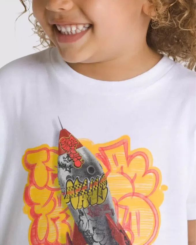 Maglietta per bambini con graffiti e razzo Maglietta per bambini con graffiti e razzo