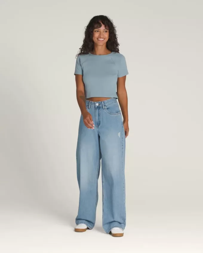 Pantaloni a pozzanghera in denim a 5 tasche Sirelle Pantaloni a pozzanghera in denim a 5 tasche Sirelle