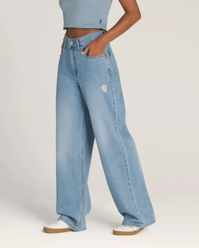 Pantaloni a pozzanghera in denim a 5 tasche Sirelle Pantaloni a pozzanghera in denim a 5 tasche Sirelle
