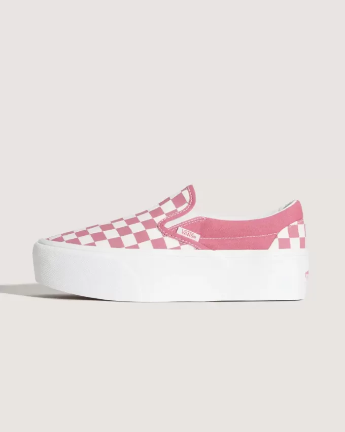 Scarpa classica slip-on con plateau e motivo a scacchi Scarpa classica slip-on con plateau e motivo a scacchi