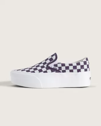Scarpa classica slip-on con plateau e motivo a scacchi