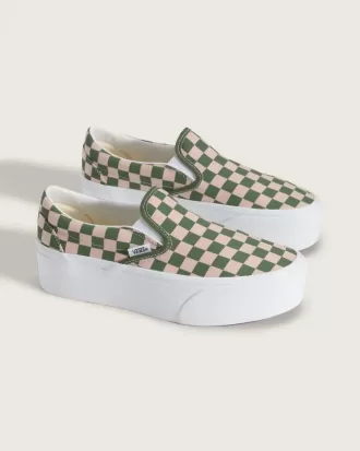 Scarpa classica slip-on con plateau e motivo a scacchi