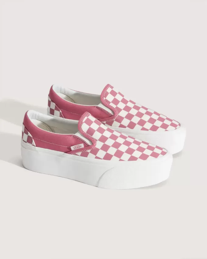 Scarpa classica slip-on con plateau e motivo a scacchi Scarpa classica slip-on con plateau e motivo a scacchi