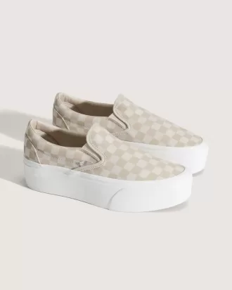 Scarpa classica slip-on con plateau e motivo a scacchi