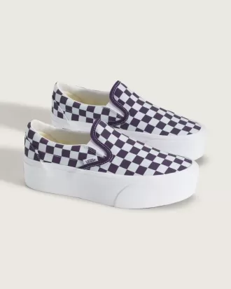 Scarpa classica slip-on con plateau e motivo a scacchi