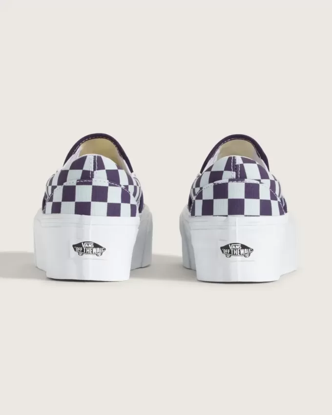 Scarpa classica slip-on con plateau e motivo a scacchi Scarpa classica slip-on con plateau e motivo a scacchi