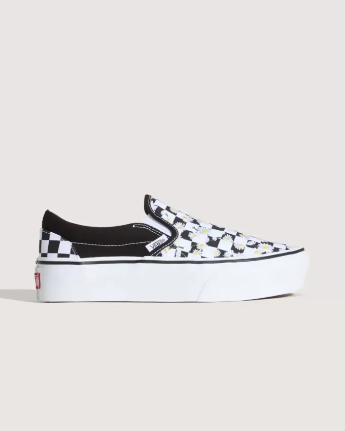 Scarpa classica slip-on con plateau e motivo a scacchi Scarpa classica slip-on con plateau e motivo a scacchi