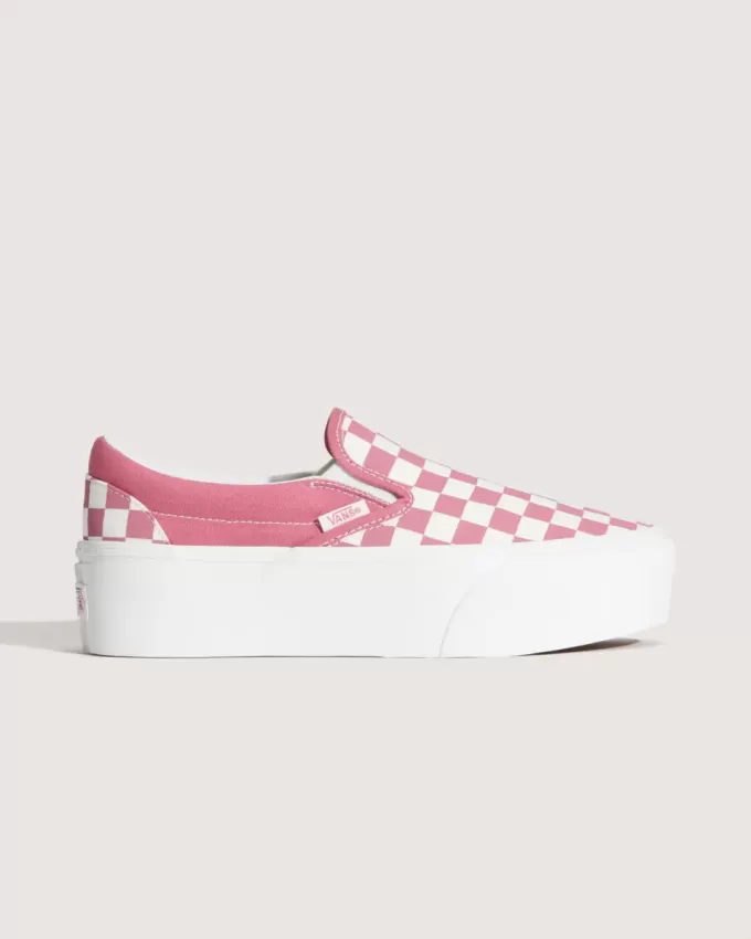 Scarpa classica slip-on con plateau e motivo a scacchi Scarpa classica slip-on con plateau e motivo a scacchi