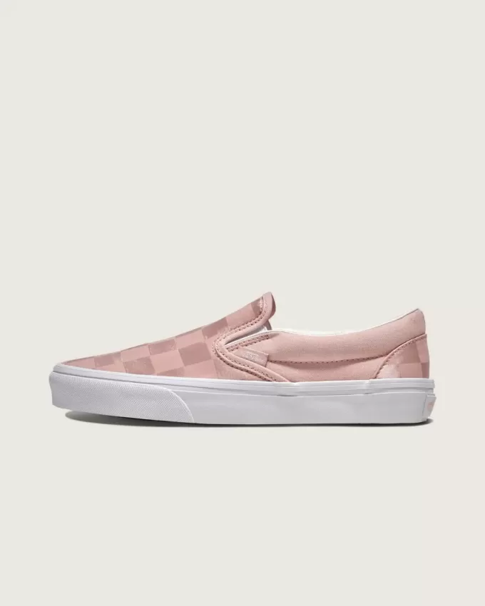 Scarpa classica slip-on in raso a scacchi Scarpa classica slip-on in raso a scacchi