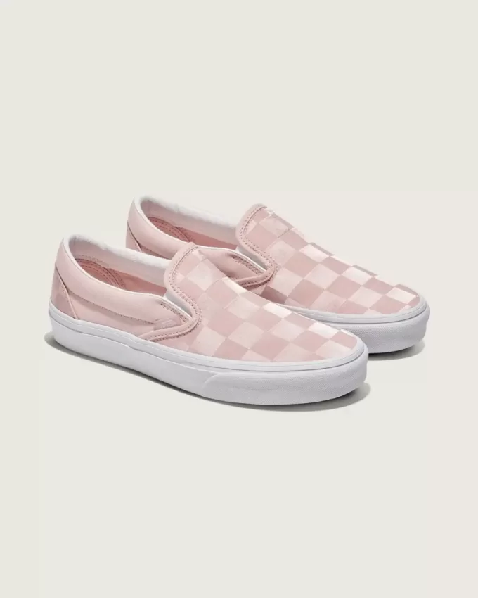 Scarpa classica slip-on in raso a scacchi Scarpa classica slip-on in raso a scacchi