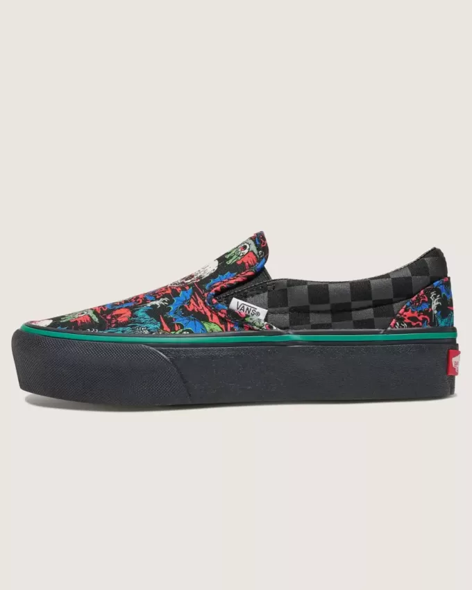 Scarpa con plateau slip-on classica personalizzata per Halloween Scarpa con plateau slip-on classica personalizzata per Halloween
